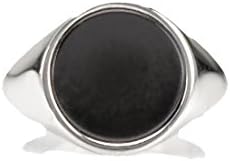 SEVEN50 New Fabulous Made in Italy Premium Sterling Silver Appearance PINKY ROUND BLACK ONYX RING Tasteful Rounded Edges Gift Box