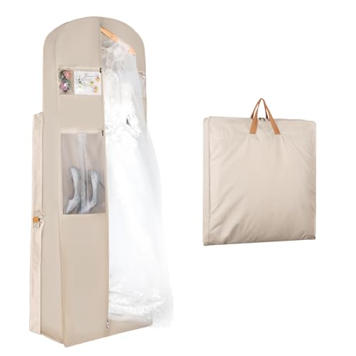 Syeeiex Premium Kleidersack Lang 180x60x30 cm Faltbare Kleidersäcke Beige