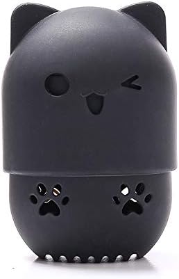 YIFAFA Powder Puff Box Cute Soft Silicone Beauty Egg Storage Box with Cleaning Function, Makeup Brush Puff Cleaning Tool, Sponge Carrying Case for Travel