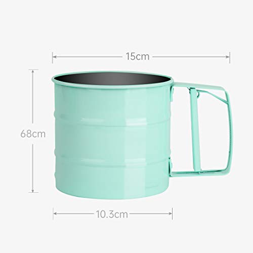 Flour Sifter, Operated Flour Sifter, Handheld Sieve Flour Strainer, Fine Kitchen Cooking, Sieve Tools for Cooking/Pastry Baking Kitchen Utensil（Blue）