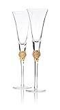 Gold Diamond Champagne Toasting Flute Glasses, Set of 2