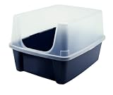 IRIS USA Open-Top Cat Litter Box with Clear High-Shield Without Scoop, Navy FBA_301752