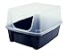 IRIS USA Open Top Cat Litter Tray with Scatter Shield, Sturdy Easy to Clean Open Air Kitty Litter Pan with Tall Spray and Scatter Shield, Navy