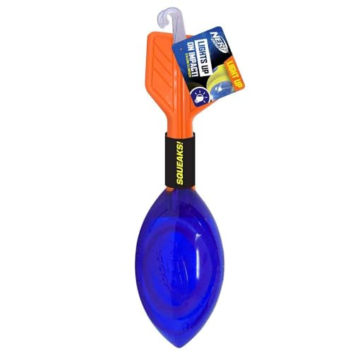 Nerf Dog 12in TPR LED and Squeak Vortex Dog Toy Football - Orange/Blue