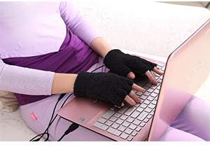 Obbomed® MH-1000 Far Infra-red Carbon Fiber Heated Warming Gloves, Half Finger, USB 5V 6W Laptop, iPhone, Power Bank, PC, Wavelength 8-15 μm (Health Range: 4-14 μm)–Universal Stretchy Size