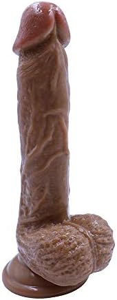 TTQQJJ Realistic for Men Realistic Soft Suction Cup Base for Hands Free - Brown - Daxuedaer2.0