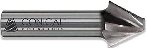Conical Tool Company WA-203C 45.0° Carbide Tapered End Mill - 3 Flute x 1/8'' Tip x 1.6250'' Large Diameter x 1'' Shank x 3/4'' Length of Cut x 3'' Overall Length