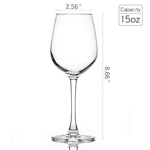 Red White Wine Glasses Set of 8(15 oz), Elegant Simple Clear Wine Cups, Business Party Drinkware