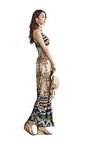 Bluetime Womens Sexy Boho Print V-neck Long Maxi Beach Party Dress