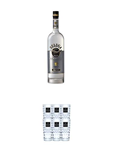 Beluga Noble Russischer Vodka 1,5 Liter + Three Sixty Vodka Gläser 6er Karton