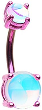 Colorline Revo lluminating Prong Set Navel Belly Button Ring Size 14GA 3/8" Little Aiden (Pink)