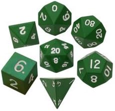 FanRoll by Metallic Dice Games 16mm Metal Polyhedral DND Dice Set: Green, Role Playing Game Dice for Dungeons and Dragons
