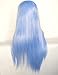BLUPLE Ice Blue Lace Front Wigs Natural Looking Long Straight Heat Resistant Synthetic Hair Half Hand Tied Wigs Free Part for Fashion Women (22 inches, Straight,Light Blue)