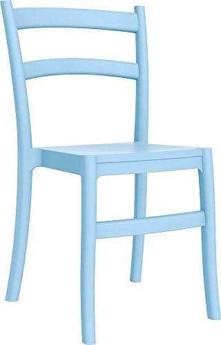 Clear Chair Store 018LB Tiffany Indoor and Outdoor Stacking Chair (Set of 4), Light Blue