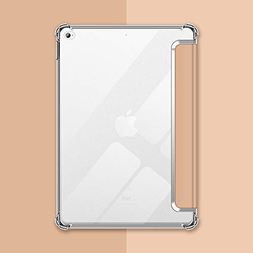 VAGHVEO iPad Mini 4/5 7.9 Inch Case, Flexible Soft Transparent TPU Protective Shockproof Back Cover, Tri-fold Stand Smart Shell Resistant Clear Cases for Apple iPad Mini 4 & iPad Mini 5 Tablet, Gold