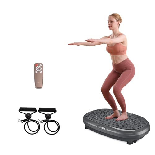 EILISON Fitmax 3D Máquina de Ejercicios con Plataforma vibratoria y Bandas elásticas, Entrenamiento en casa para máquina de Drenaje linfático para el Bienestar y la recuperación (Negro, 818)