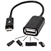 Livestream 5-inch Micro USB to USB Host Adapter Cable - Micro USB Male to USB A Female Host Cable Adapter; Connect Thumb Drive, or Other USB Devices (Black)