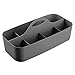 mDesign Large Plastic Divided Office Storage Organizer Caddy Tote with Handle for Cabinet, Desk, Workspace - Holds Desktop Supplies, Pens, Pencils, Markers, Staplers - Lumiere Collection - Dark Gray