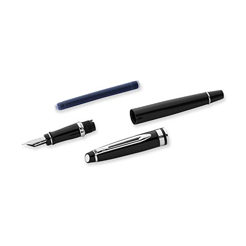 Waterman Expert Fountain Pen, Gloss Black with Chrome Trim, Fine Nib