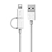BULL 2 in 1 Cable, Dual Connector Sync and Charge Cable for iPhone 8 7 6 5 iPad iPod Samsung HTC and More, 3ft white