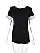 Leadingstar Casual Spliced Short Sleeve T-Shirt Blouse Tops for Women-Black XL
