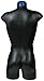 Male 3/4 Torso Dress Form Mannequin Display Bust Black (50023)