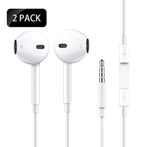 Littejian 3.5mm Earphone/Headphones, Earbuds HD Sound Bass Earphones Compatible with Apple iPhone 6s 6 Plus 5s 5c 5 4s SE iPad iPod 7 Galaxy s7edge note8 All 3.5mm Earbuds Devices [2 Pack]