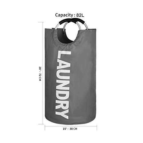 Epicord 82L Large Laundry Basket (6 Colors), Collapsible Fabric Laundry Hamper, Foldable Clothes Bag, Folding Washing Bin (Dark Grey) - Thumbnail 3