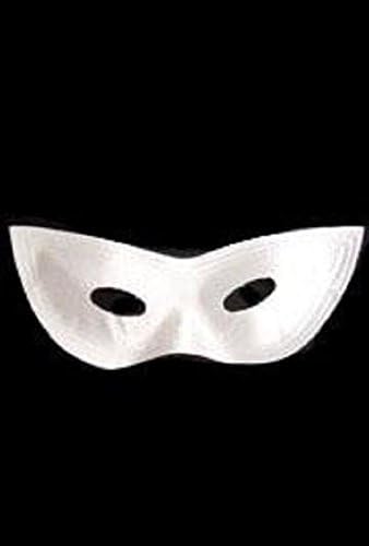 Mardi Gras Eye Masks: White Satin Cat Eye Masquerade Mask, 3 1/2" x 8"