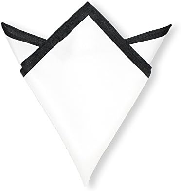 SelectedStyle 100% Woven Polyester Pocket Square Twill Solid White With Black Stripe at Edg