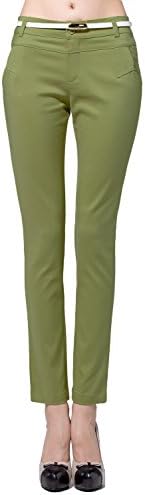 Christi Women's Essentials Ankle Casual Pants (L, Army Green)