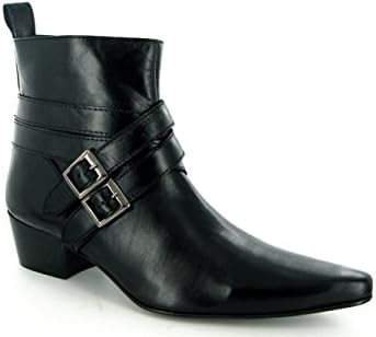 Gucinari RODRIGO Mens Cuban Heel Winklepicker Buckle Boots Black