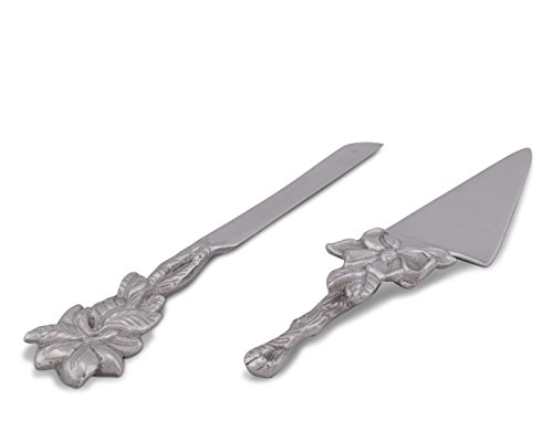 Arthur Court Designs Aluminum Magnolia 13" Cake Knife and 11" Magnolia Pie Server