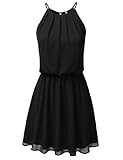 JJ Perfection Women's Sleeveless Double-Layered Pleated Mini Chiffon Dress