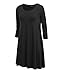 LL WDR930 Womens Round Neck 3/4 Sleeves Trapeze Dress with Pockets L BLACK