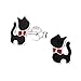 925 Sterling Silver Hypoallergenic Set of 3 Pairs Blue Crystal Flower, Red Lady Bug, Black Cat Stud Earrings for Girls and Womens (Nickel Free) 20509
