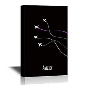 Canvas Wall Art - Airplanes with Colorful Lines Aviator Concept - Gallery Wrap Modern Home Art | Ready to Hang - 12x18 inches