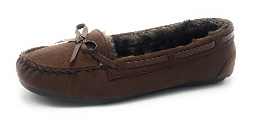 Women Warm Winter Comfortable Classic Fur Lining Moccasin Slip on Flat Shoes