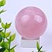 50mm Natural Carved Rose Quartz Ball Healing Crystal Sphere with Glass Base