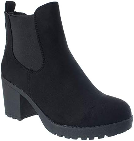 Miss Image UK Womens Ladies Chunky Mid High Block Heel Platform Chelsea Ankle Boots Shoes Size