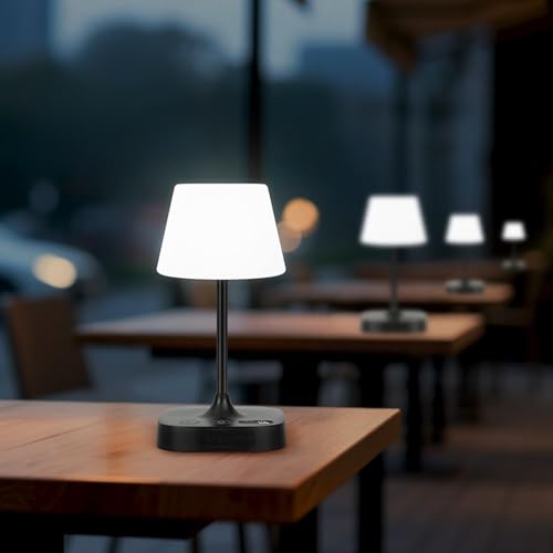 Eocean Rechargeable Waterproof Lamp for Shower, 12000mAh LED Cordless Table Bedside Lamp with USB Port, Small Wireless Battery Operated Touch Lamp for Bedroom, Bathroom, Kitchen, Outdoor