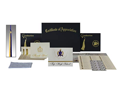 Signature Announcements Fife High School (Tacoma, WA) Graduation Announcements, Presidential style, Elite package of 25 with Gold & Blue Metallic Foil seal
