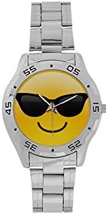 Smiley Emoticons Emoji Yellow Men's Stainless Steel Analog Watch