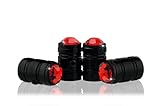 Bling Anti-Theft Locking System Red(RD-BE) Crystal Metal Black Tire Rim Valve Stem Cap