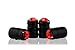 Bling Anti-Theft Locking System Red(RD-BE) Crystal Metal Black Tire Rim Valve Stem Cap