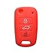 MOKIE Silicone Remote Key Case Fob Cover 3 Button Remote Fob for KIA Sportage Soul Rio Optima Red