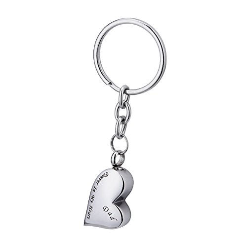 BY Forever in My Heart Dad Heart Teardrop Cremation Urn Keychain Keepsake Stainless Steel Memorial Ashes Keyring