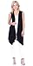 Popana Women's Sleeveless Drape Cardigan Vest - Casual Long Maxi Duster Jacket - Made In USA X-Large Black