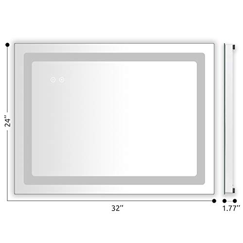 YOUDENOVA 24 X 32 Inch LED Bathroom Mirror, Wall Mounted Vanity Mirror
