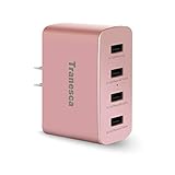 Tranesca 4 port 41W usb travel wall phone charger/adapter/plug for Apple iPhone X,iPhone 8/8 Plus,iPhone 7/iPhone 6/iPhone 5/iPad/iPod /Samsung Galaxy/Android Devices and more (Rose Gold)